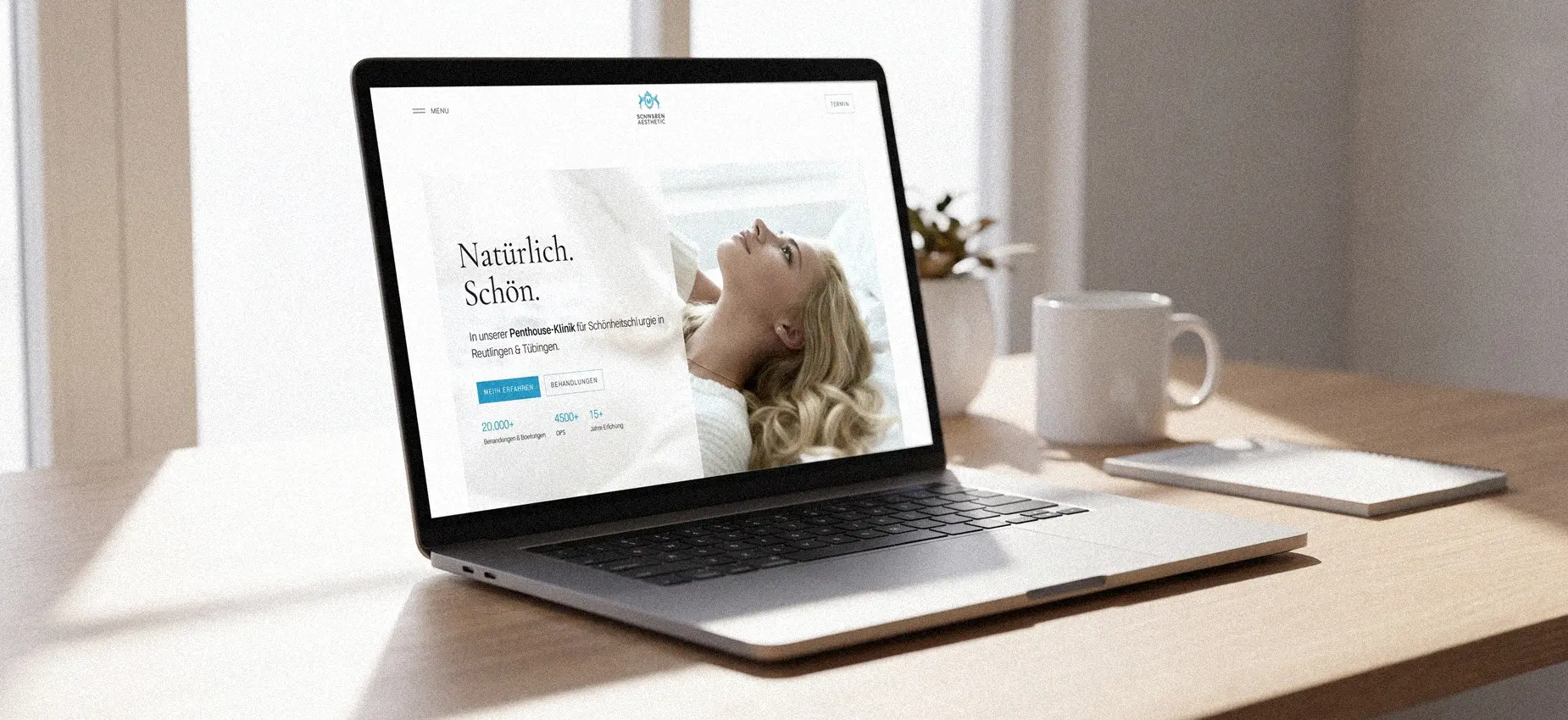Startseite der Website von Schwaben Aesthetic, umgesetzt von der Maluure GmbH als Homepage zum Festpreis